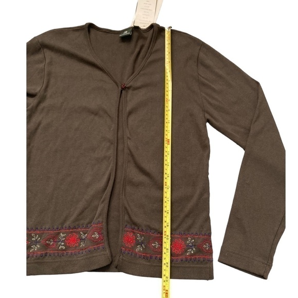 VINTAGE NWT khaki army green one button open cardigan with embroidered hem - Picture 6 of 8